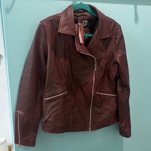 All Saints Burgundy Leather Jacket